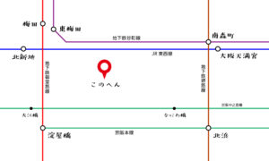 株式会社デザイズミの場所と鉄道の駅の位置関係を示す地図