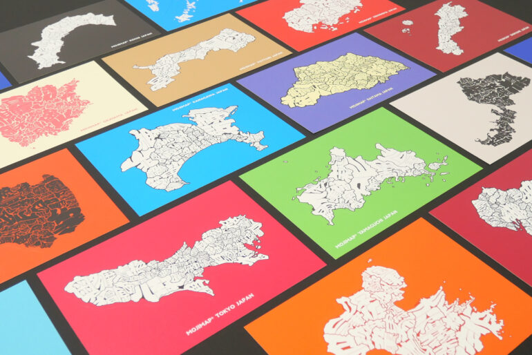 MOJIMAPステッカー｜全国47都道府県の市町村名の“文字”で描いた地図デザイン