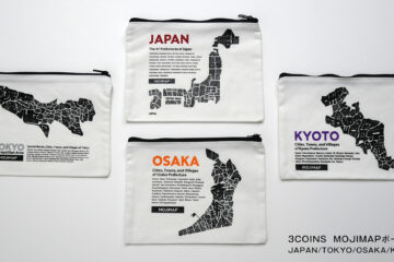 3COINS MOJIMAP ポーチ　JAPAN/TOKYO/OSAKA/KYOTO